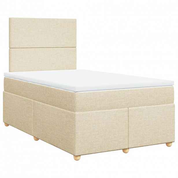 vidaXL Box spring postel s matrací krémová 120x190 cm textil