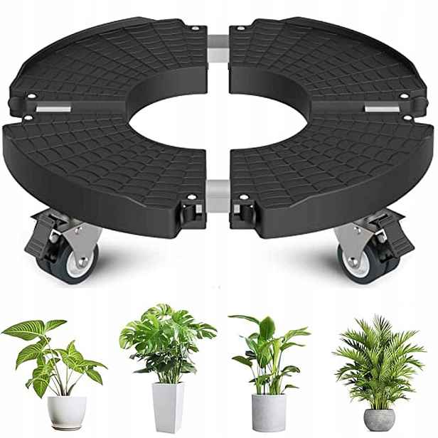 Mobilní Stojan Pod Květináč, Kolečka S Aretací, Nosnost 150 Kg, Nastavitelný, 35-48 CM