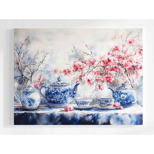 Plakát Japonská Porcelána Kvetoucí Višeň Čaj 100x75