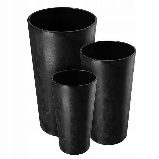 Set 3x Květináč Vložka Černý Květináč Vysoký Na Zahradu 57 cm