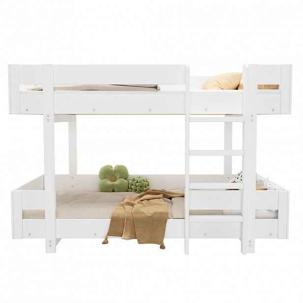 STILVORA ETAGENBETT 90/200 cm & 90/200 cm in Weiß Kinderbett mit Leiter und Schutzgitter