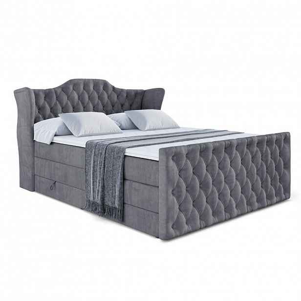 ALTDECOR POSTEL boxspring VILA-Z KING – 160 × 200 – H3/H4 – tmavě šedá