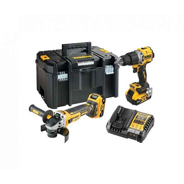 DeWALT - 18V AKU sada vrtacího šroubováku a úhlové brusky, 2x aku 5,0 Ah Li-Ion, nabíječka DCK2026P2T