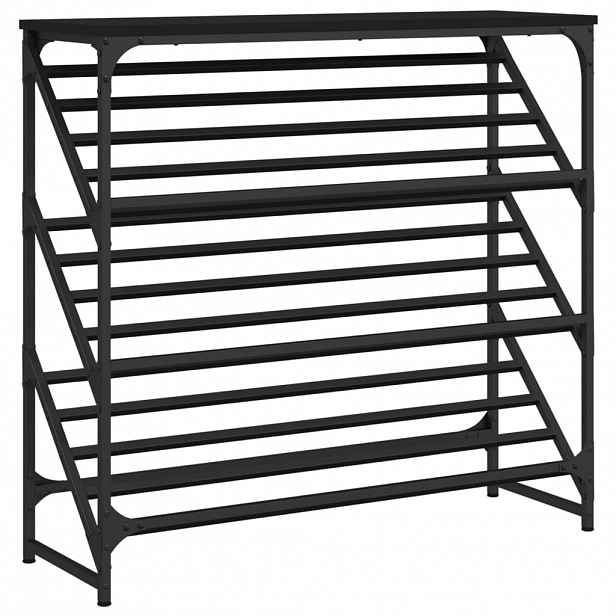 vidaXL Botník černý 90 x 30 x 85 cm kompozitní dřevo
