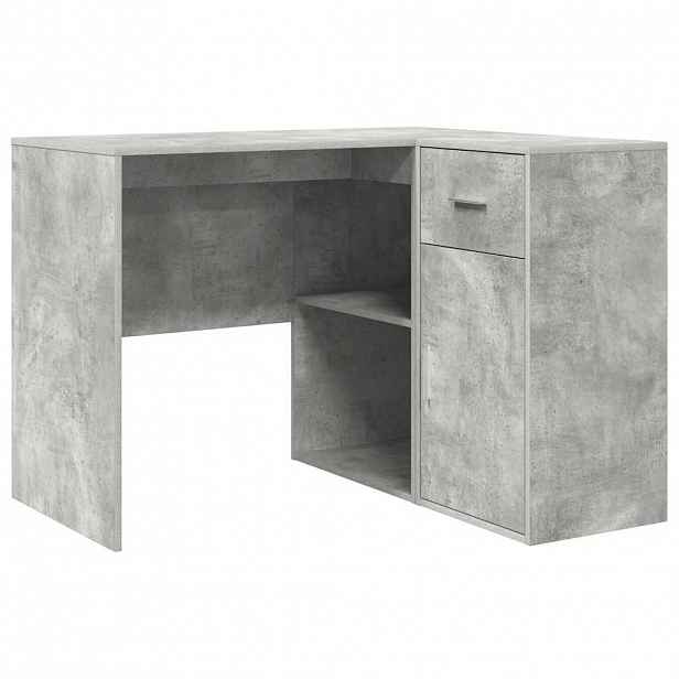 vidaXL Rohový psací stůl se zásuvkou Betonově šedá 102 x 88 x 75 cm