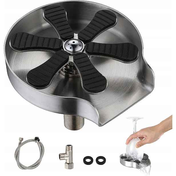 Výplach Sklenic Otočné Trysky 360° Průměr 12,9 CM Stříbrný