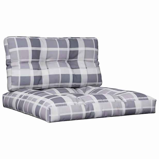vidaXL Podušky na palety 2 ks šedé kárované textil