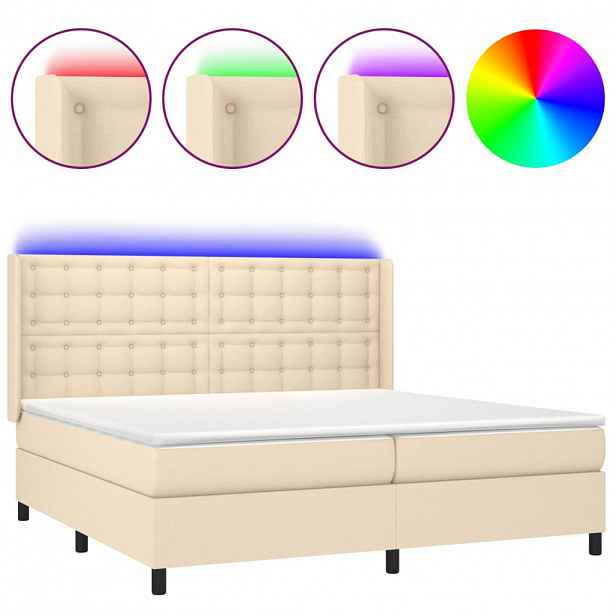vidaXL LED box pružinová postel s čelo textil