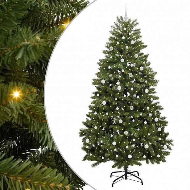 vidaXL Umělý vánoční stromeček 240 cm 300 LED Teplá bílá PVC a ocel