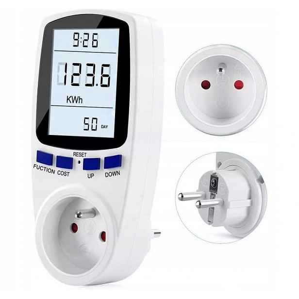 Digitální wattmetr W3 Měřič spotřeby energie Měřič proudu Zásuvka 230 V