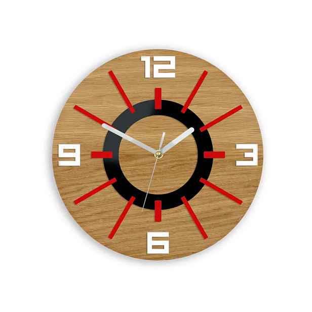 ModernClock Nástěnné hodiny Alladyn Wood červeno-černé