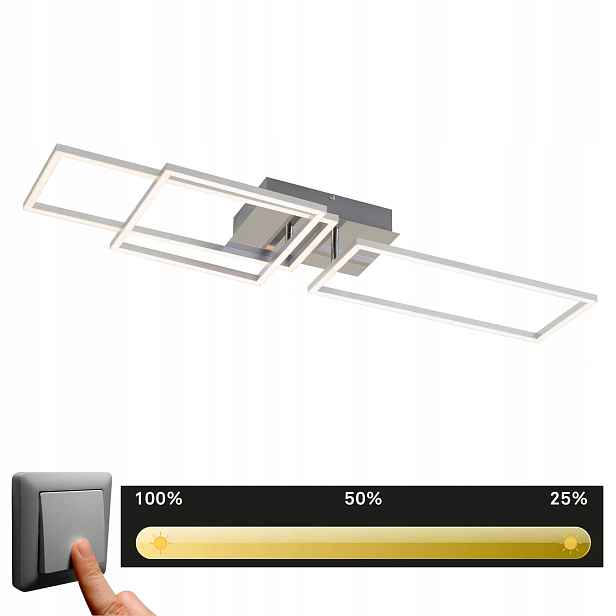 stropní svítidlo Led stropní svítidlo Chrom 42W 3900lm barva 3000K otočná, stmívatelná