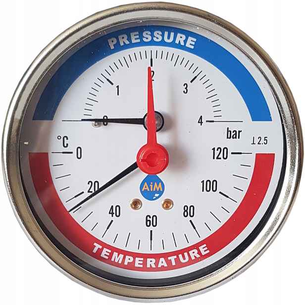 Termomanometr 80 mm 1/2 4 bar 120C Zadní Aksiální