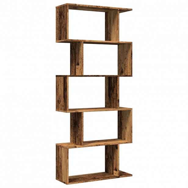 vidaXL Knihovna/dělící stěna 5patrová old wood 70x24x161 cm kompozit