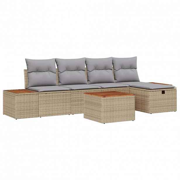 vidaXL Sada zahradních pohovek 6 ks Béžová polyratan