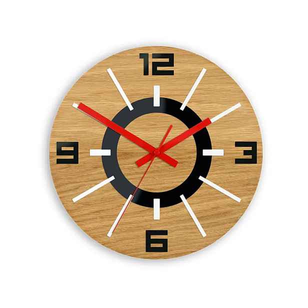 ModernClock Nástěnné hodiny Alladyn Wood hnědo-červené