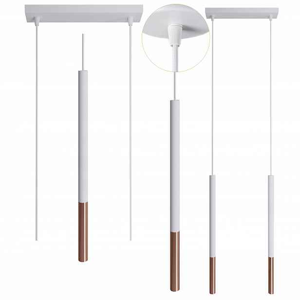 Moderní závěsná lampa z bílo-měděného opleteného kabelu Zwis Cerlux Frey