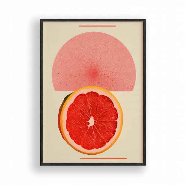 Obraz Grapefruit Minimalistický Plakát Rámeček Dřevěný Černý 30x42 cm