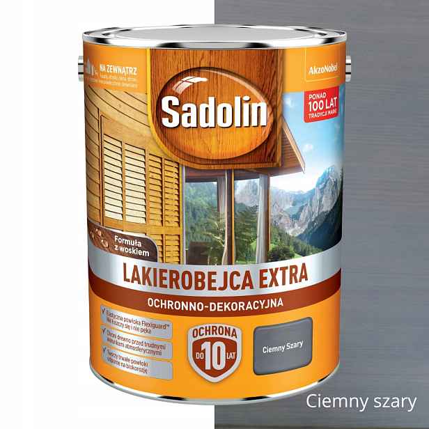 Sadolin Extra Ochranný A Dekorační Lak Na Dřevo 5 L Tmavě Šedý