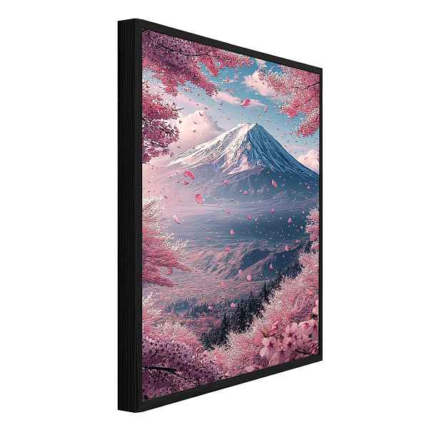 Strukturální Obraz V Černém Rámu Hory Květy Třešní Obývací Pokoj Ložnice 60x40