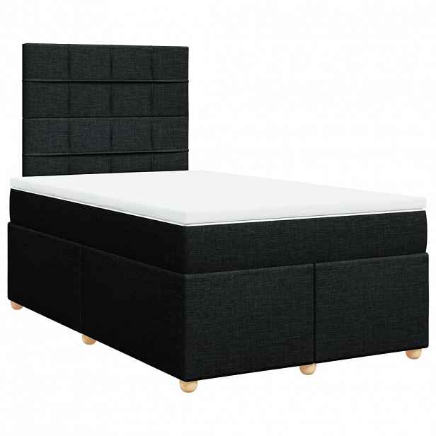 vidaXL Box spring postel s matrací černá 120x190 cm textil