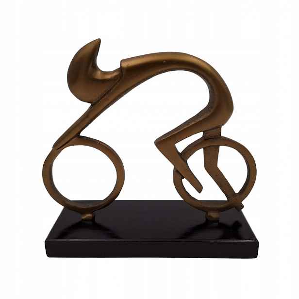 Figurka cyklisty Symbol vášně, pohybu, úsilí, kovová, kolo