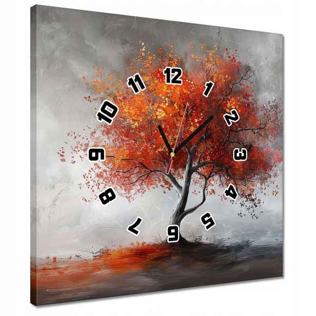 Hodiny 40x40 Strom v ohnivých barvách