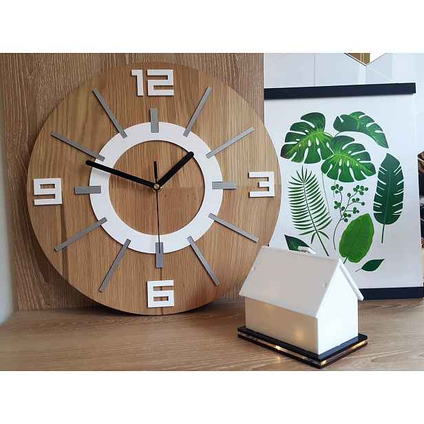 ModernClock Nástěnné hodiny Allan Wood hnědo-bílé