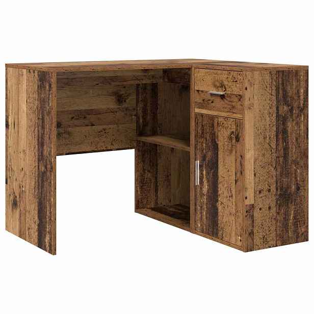 vidaXL Rohový psací stůl se zásuvkou Staré dřevo 102 x 88 x 75 cm