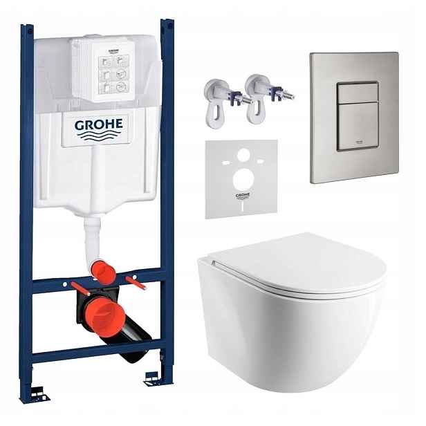 Wc sada Grohe Rapid s mísou Cspmwbm a tlačítkem nerezová ocel matná