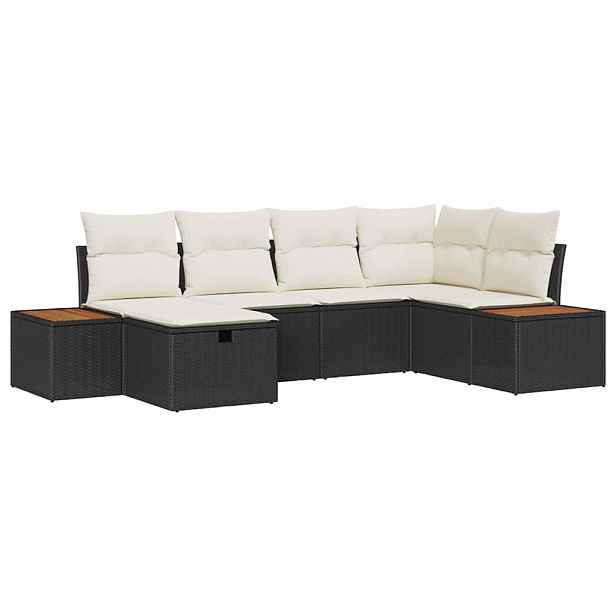 vidaXL Sada zahradních pohovek Černá polyratan