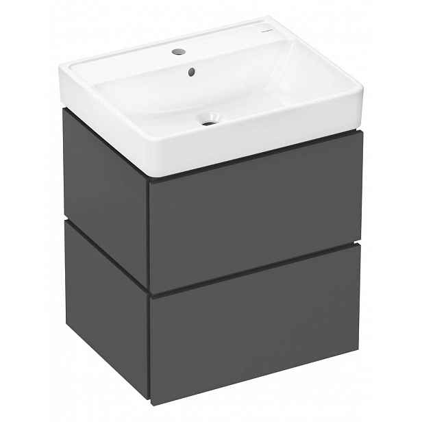 Hansgrohe Xilesa E - Skříňka s umyvadlem, 58x73x48 cm, 2 zásuvky, břidlicová matná šedá 54396760