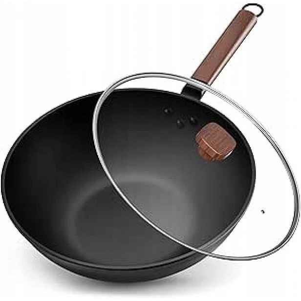 Pánev Wok 33 cm/5,6 l ocel s víkem – bez chemického povlaku