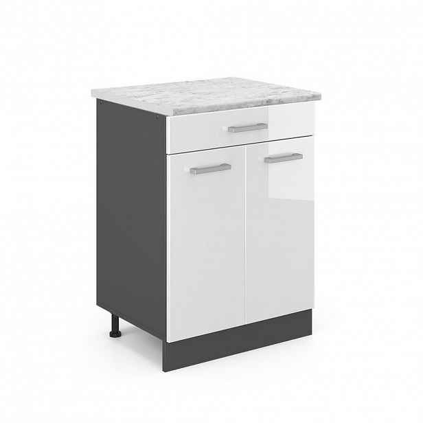 Vicco SPODNÍ SKŘÍŇKA KUCHYŇSKÉ LINKY R-Line Bílá vysoký lesk 60 cm PD Mramor