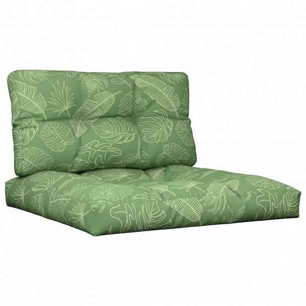 vidaXL Podušky na palety 2 ks vzor listů textil