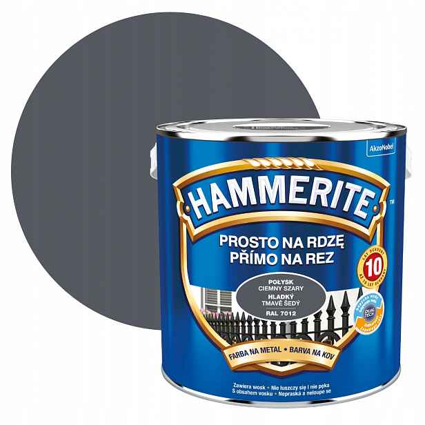 Hammerite Barva Na Kov Na Rez 2,5L Šedá Tmavě Lesklá Ral 7012