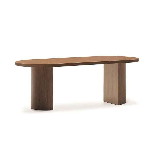 Kulatý jídelní stůl s deskou v dekoru ořechového dřeva 100x200 cm Nealy – Kave Home