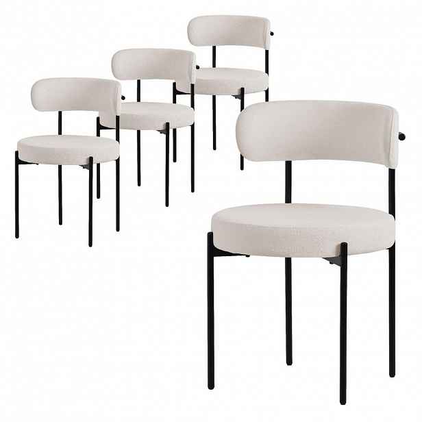 ML-DESIGN JÍDELNÍ ŽIDLE, SADA 4 KS, BÍLÁ, TEDDY LÁTKA
