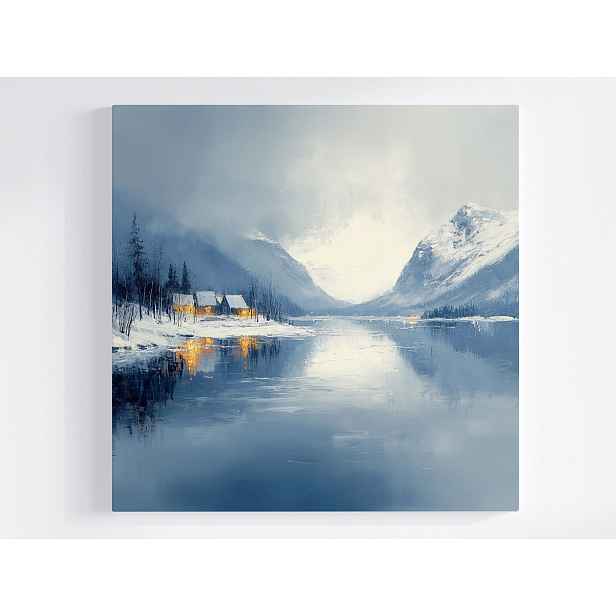 Obraz Na Plátně Canvas Skandinávie Norsko Hory Fiord Zima Sníh 50x50