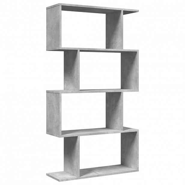 vidaXL Knihovna/dělící stěna 4patrová betonově šedá 70x24x129 cm