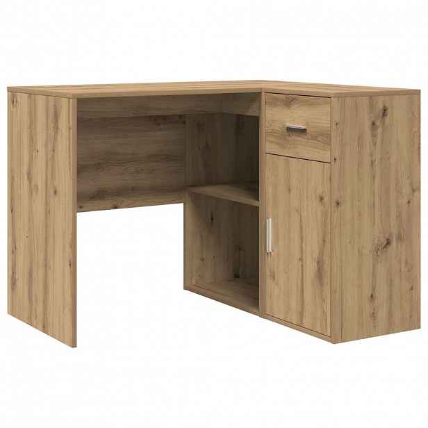 vidaXL Rohový psací stůl se zásuvkou Artisanový dub 102 x 88 x 75 cm