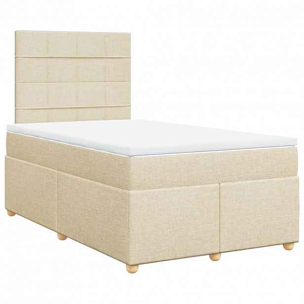 vidaXL Box spring postel s matrací krémová 120x190 cm textil