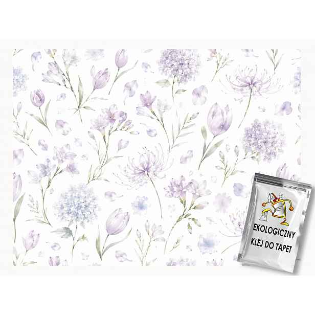 Fototapeta Flizelina Akvarel Fialové Květy Tulipány Frézie 208x146 130g