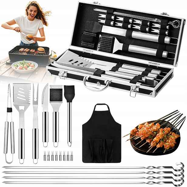 Příslušenství Grilovací Náčiní Příbory Grilovací Sada 21V1 Pouzdro Bbq Ocelové