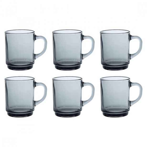 Sada 6 skleněných hrnků, 260 ml, "Versailles", Grey - Duralex