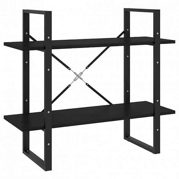 vidaXL Knihovna se 2 policemi černá 80 x 30 x 70 cm masivní borovice