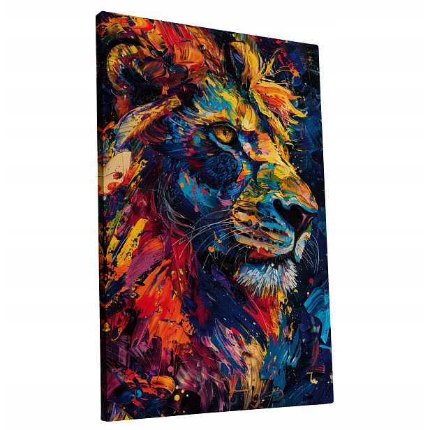 Obraz na plátně Barevný Lev v Moderním Stylu pro dům, pokoj, obývací pokoj 60x90