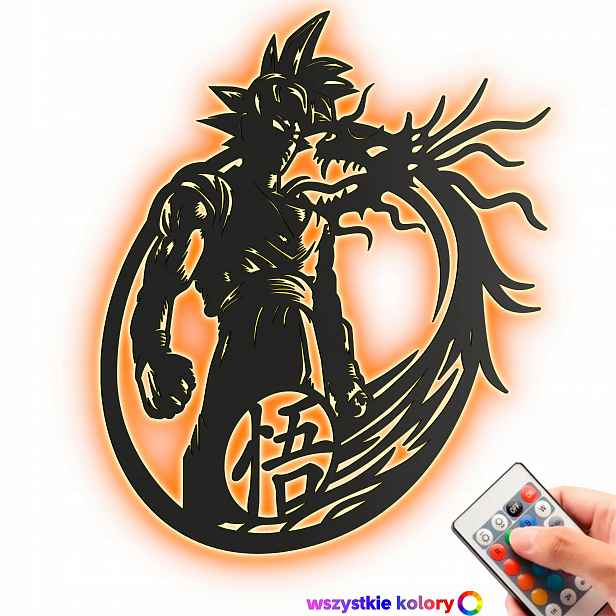 Dřevěný 3D obraz Anime Dragonball Goku Nástěnný Dárek Noční Lampa Led
