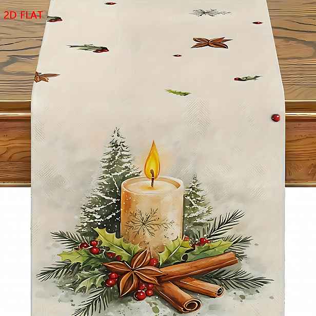 TEMU 1 ks Vintage běhoun na stůl se Santa Claus a sobami - domácí vánoční dekorace, doplňky na vánoční večírek uvnitř i , nejlepší volba na Vánoce