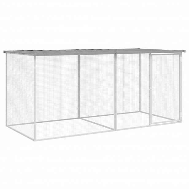 vidaXL Klec pro kuřata se střechou světle šedá 203 x 98 x 90 cm pozinkovaná ocel